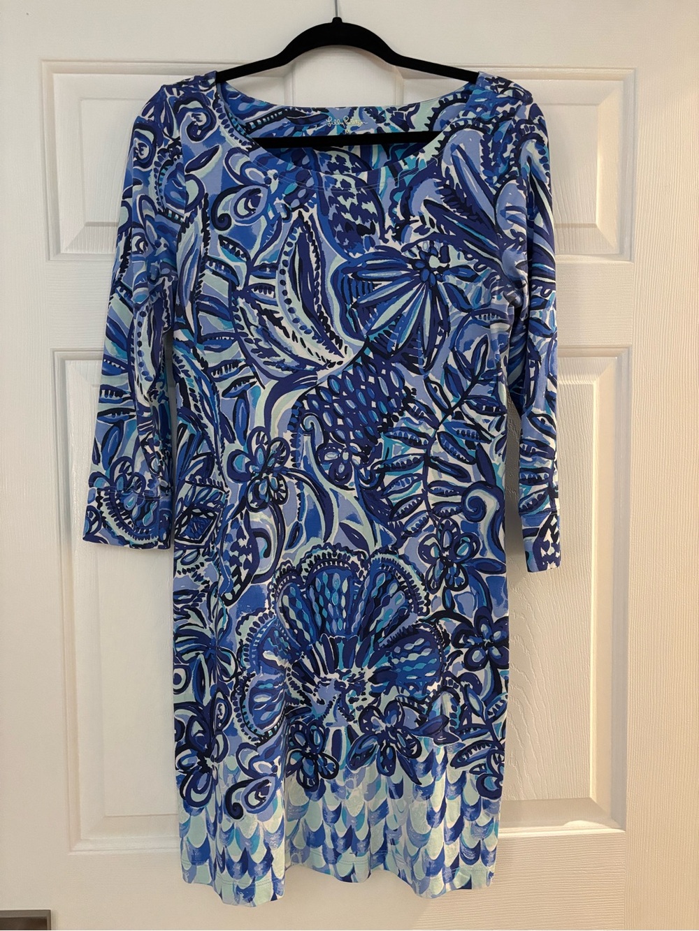 Lilly Pulitzer Pima cotton blue dress with three-quarter sleeves $128 - M